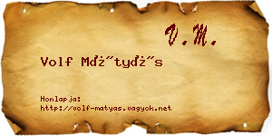 Volf Mátyás névjegykártya
